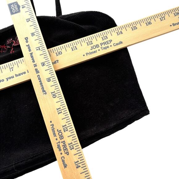 Forever 21 velvet cropped cami with winged heart embroidery, black M - Picture 4 of 5